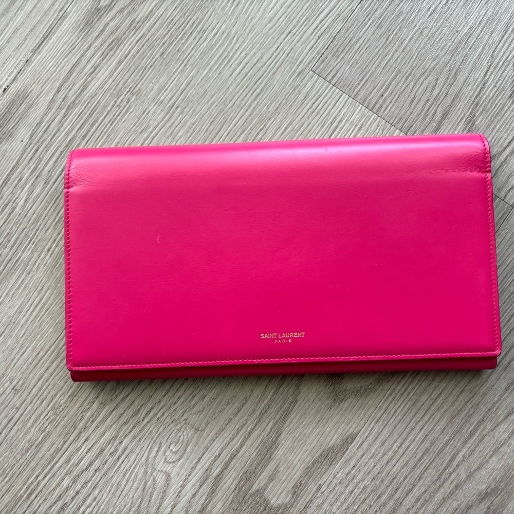 Pink YSl clutch bag